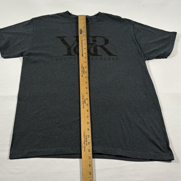 Young & Reckless Mens Gray Short Sleeve Crew T-shirt Tee Logo Poly Cotton Sz L - Picture 4 of 10